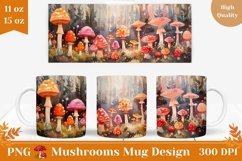 Watercolor Mushrooms Mug Template, Watercolor Forest Mug PNG Product Image 1
