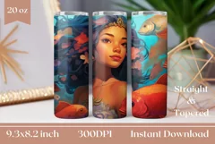 Cute Little Mermaid Tumbler Wrap 20 oz, Mermaid Sublimation Product Image 1