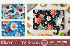 Polka Dots 3d Flowers Cutting Boards sublimation Design Product Image 1