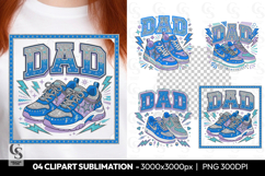Blue Glitter Dad Sneakers Sublimation PNG Product Image 1