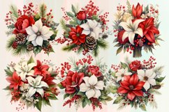 Christmas Flowers Watercolor Clipart Bundle, Christmas PNG Product Image 2