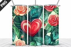 Rose Tumbler Sublimation | Valentine's Day Tumbler Wrap Product Image 2