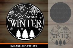 Welcome Winter Round Door Hanger Sign SVG Laser Cut Files Product Image 1