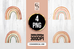 Boho Watercolor Rainbow Clipart Sublimation PNG Product Image 1