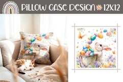 Cute Easter Bunny Pillowcase, Floral Easter Pillow Design Product Image 1