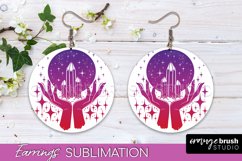 Boho Mystical Round Earrings Sublimation, Celestial Earrings Product Image 1