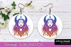 Boho Mystical Round Earrings Sublimation, Celestial Earrings Product Image 1