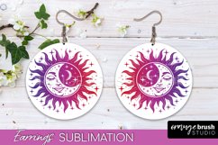 Boho Mystical Round Earrings Sublimation, Celestial Earrings Product Image 1