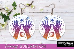 Boho Mystical Round Earrings Sublimation, Celestial Earrings Product Image 1