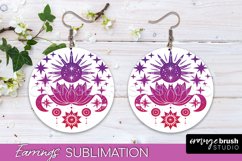 Boho Mystical Round Earrings Sublimation, Celestial Earrings Product Image 1