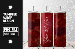 Red Roses Gold Leaf Tumbler Wrap PNG Product Image 1