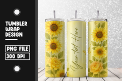 Yellow Sunflower Floral Tumbler Wrap PNG Product Image 1