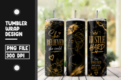Black Gold Motivational Tumbler Wrap PNG Product Image 1