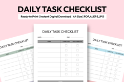 Daily Task Checklist Printable A4, daily planner, To Do List Product Image 1