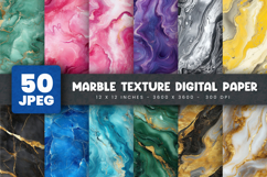 50 Marble Texture Digital Papers Bundle Product Image 1