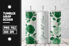 Green Floral Roses Tumbler Wrap PNG Product Image 1