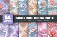 14 Pastel Rose Digital Paper Designs, Pastel Rose Background Product Image 1