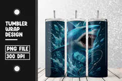 Shark Fishing Ocean Tumbler Wrap PNG Product Image 1