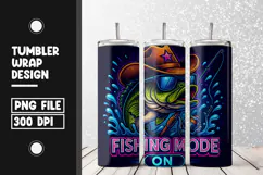 Fishing Mode On Neon Tumbler Wrap PNG Product Image 1