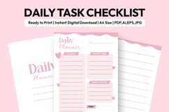 Daily Pink Planner Printable A4, Cute To Do List Product Image 1