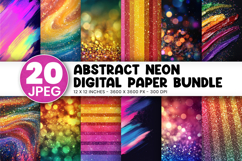Abstract Neon Digital Paper Bundle, Rainbow Glitter Product Image 1