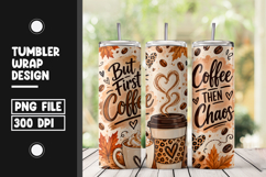 Fall Coffee Tumbler Wrap PNG Sublimation Product Image 1