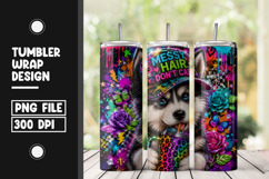 Cute Husky Puppy Tumbler Wrap PNG Product Image 1