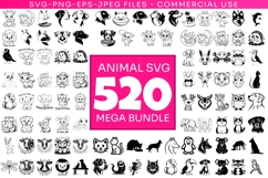 520 Cute Animal SVG Mega Bundle, Dog Cat Panda Bear SVG PNG Product Image 1