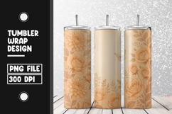 Beige Rose Floral Tumbler Wrap PNG Product Image 1