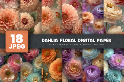 18 Dahlia Floral Digital Paper, Ranunculus Backgrounds Product Image 1