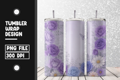 Purple Rose Sublimation 20oz Tumbler Wrap Product Image 1