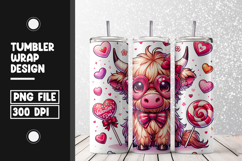 Valentine Cow 20oz Sublimation Wrap PNG Product Image 1