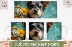 Cartoon Dog Mug Design, Yorkshire Terrier Mug, Flowers Mug Product Image 1