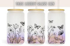 Boho Line Art Flowers 16oz Libby Glass Can Product Image 1