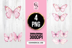 Pink Butterfly Clipart Sublimation PNG Product Image 1