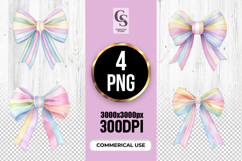 Pastel Rainbow Bow Ribbon Watercolor Clipart Sublimation PNG Product Image 1