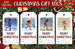Cartoon Christmas Girl Gift Tags, Winter Gift Tag Printable Product Image 1