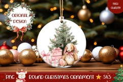 Christmas Rabbit Ornament, Christmas Tree Round Ornament Product Image 1