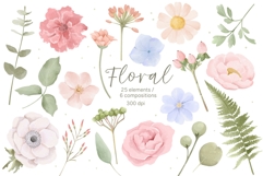 Watercolor Romance Floral Clipart Product Image 1