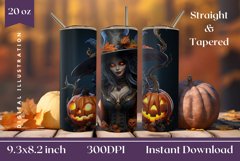 3D Halloween Tumbler Sublimation, Halloween Witch PNG Product Image 1