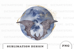 Watercolor Moon with Bat png Product Image 1