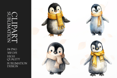 Watercolor cute penguin clipart sublimation png Product Image 1