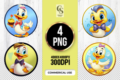 Cute Cartoon Duck With Bow Clipart Sublimation PNG Product Image 1