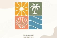 Retro Tropical Beach SVG | Sun Wave Seashell Palm Tree Product Image 1