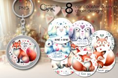Valentine animals | fox &amp; seal Car coaster &amp; key chain Product Image 1