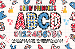 Snow White Alphabet png clipart, Snow letters doodle Product Image 1