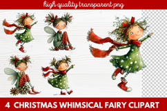 4 Christmas Whimsical Fairy Clipart | Cute Holiday Fairies Product Image 1