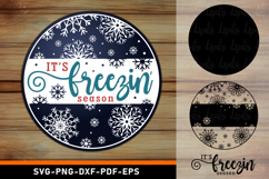 It&#039;s Freezin Season Round Door Hanger Sign SVG Cut File Product Image 1
