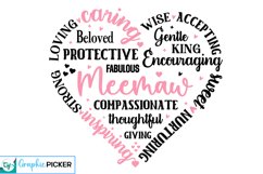 Meemaw Heart Shape SVG | Mother&#039;s Day Heart SVG PNG Product Image 1