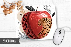 Leopard Floral Apple Design Mouse Pad PNG Design Product Image 1